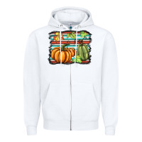 White fall pumpkin  background Zipper Hoodie - BarkalooDesign