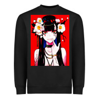 Black anime girl japanese Heavyweight Sweatshirt - artisFamous