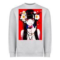 Heather Grey anime girl japanese Heavyweight Sweatshirt - artisFamous