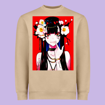 Anime Girl Japanese Heavyweight Sweatshirt Designed By Artisfamous