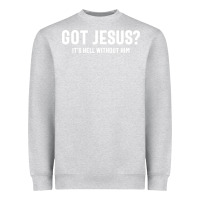Heather Grey Got Jesus It's Hell Without Him - Christian Heavyweight Sweatshirt - artisFamous