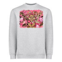 Heather Grey pink camouflage bunny background Heavyweight Sweatshirt - BarkalooDesign