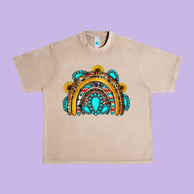 Western Gemstones Sunflowers Rainbow Urban Heavy Tee Designed By Oliviacreatesart