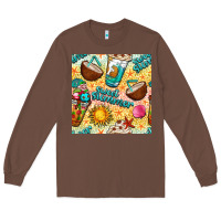 Chestnut sweet summer coffee cups with colorful leopard and sea stars seamless  Long Sleeve Tee - BundleAndBundleShop