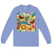 Colony Blue sweet summer coffee cups with colorful leopard and sea stars seamless  Long Sleeve Tee - BundleAndBundleShop
