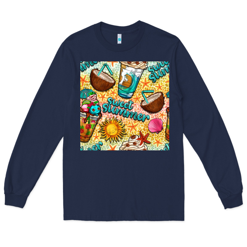 Sweet Summer Coffee Cups With Colorful Leopard And Sea Stars Seamless  Long Sleeve Tee by BundleAndBundleShop | Teevron