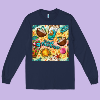Sweet Summer Coffee Cups With Colorful Leopard And Sea Stars Seamless  Long Sleeve Tee Designed By Bundleandbundleshop