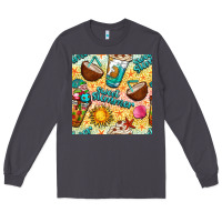 Smoke sweet summer coffee cups with colorful leopard and sea stars seamless  Long Sleeve Tee - BundleAndBundleShop