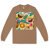 Toasted Coconut sweet summer coffee cups with colorful leopard and sea stars seamless  Long Sleeve Tee - BundleAndBundleShop