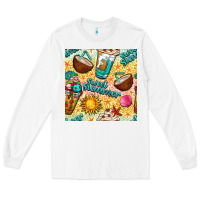 White sweet summer coffee cups with colorful leopard and sea stars seamless  Long Sleeve Tee - BundleAndBundleShop
