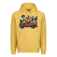 Antique Gold festive farm animal christmas truck Premium Hoodie - CowhideDigitalArt