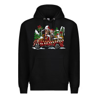 Black festive farm animal christmas truck Premium Hoodie - CowhideDigitalArt