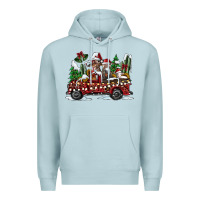 Blue Mist festive farm animal christmas truck Premium Hoodie - CowhideDigitalArt