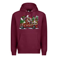 Burgundy festive farm animal christmas truck Premium Hoodie - CowhideDigitalArt