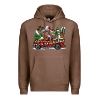 Chestnut festive farm animal christmas truck Premium Hoodie - CowhideDigitalArt