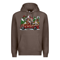 Coffee festive farm animal christmas truck Premium Hoodie - CowhideDigitalArt