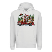 Dove Grey festive farm animal christmas truck Premium Hoodie - CowhideDigitalArt
