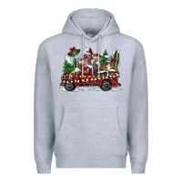 Heather Grey festive farm animal christmas truck Premium Hoodie - CowhideDigitalArt
