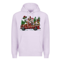 Lilac festive farm animal christmas truck Premium Hoodie - CowhideDigitalArt