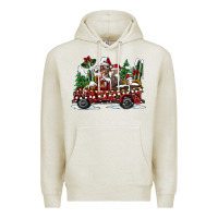 Oatmeal Heather festive farm animal christmas truck Premium Hoodie - CowhideDigitalArt