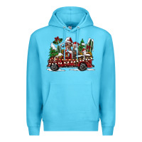 Ocean Blue festive farm animal christmas truck Premium Hoodie - CowhideDigitalArt