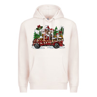 Pale Pink festive farm animal christmas truck Premium Hoodie - CowhideDigitalArt