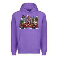 Purple festive farm animal christmas truck Premium Hoodie - CowhideDigitalArt