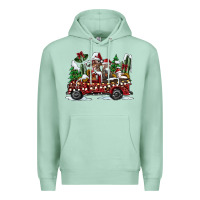Seafoam festive farm animal christmas truck Premium Hoodie - CowhideDigitalArt