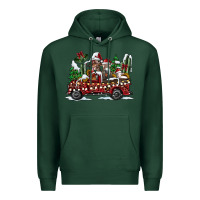 Sports Green festive farm animal christmas truck Premium Hoodie - CowhideDigitalArt