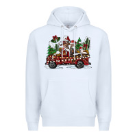 White festive farm animal christmas truck Premium Hoodie - CowhideDigitalArt