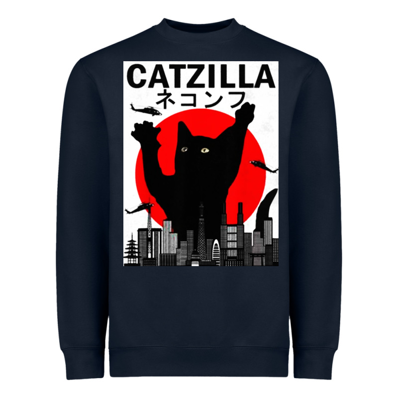 Vintage Catzilla Japanese Sunset Style Heavyweight Sweatshirt by artisFamous | Teevron