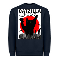 Navy vintage catzilla japanese sunset style Heavyweight Sweatshirt - artisFamous