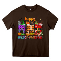 Chocolate Brown Happy Hallothanksmas teeth Heavy Core Tee - texasbilliewilder