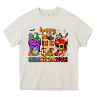 Cream Happy Hallothanksmas teeth Heavy Core Tee - texasbilliewilder