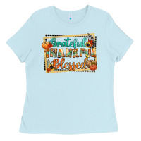 Baby Blue thankful grateful blessed Ladies Tee - CowGirlArtShop
