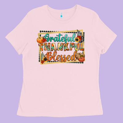 Thankful Grateful Blessed Ladies Tee Designed By Cowgirlartshop