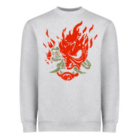 Heather Grey punk samurai Heavyweight Sweatshirt - artisFamous