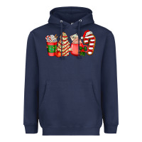 Navy christmas tree cake and coffee cups ado Heavyweight Hoodie - AdoDesignShop