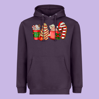 Christmas Tree Cake And Coffee Cups Ado Heavyweight Hoodie Designed By Adodesignshop