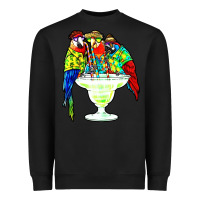 Black parrots drinking margarita hawaiian Heavyweight Sweatshirt - artisFamous