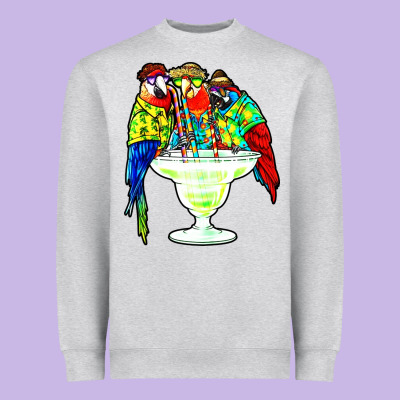 Parrots Drinking Margarita Hawaiian Heavyweight Sweatshirt Designed By Artisfamous