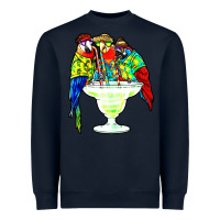 Navy parrots drinking margarita hawaiian Heavyweight Sweatshirt - artisFamous