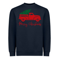 Navy vintage red truck with christmas Heavyweight Sweatshirt - artisFamous