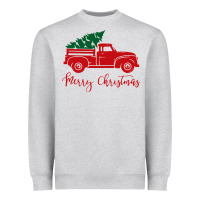 Heather Grey vintage red truck with christmas Heavyweight Sweatshirt - artisFamous