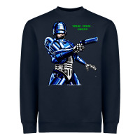 Navy 8bit robocop Heavyweight Sweatshirt - artisFamous
