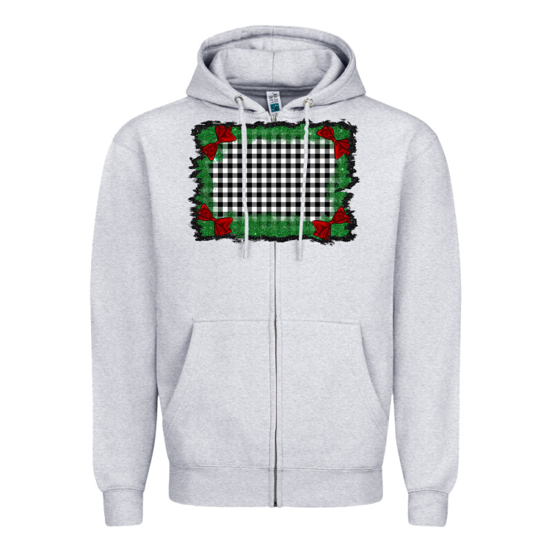 Christmas Black And White Background Zipper Hoodie by BarkalooDesign | Teevron