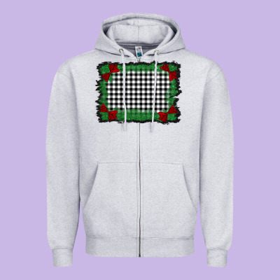 Christmas Black And White Background Zipper Hoodie Designed By Barkaloodesign