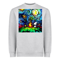 Heather Grey starry night print van gogh parody Heavyweight Sweatshirt - artisFamous