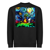 Black starry night print van gogh parody Heavyweight Sweatshirt - artisFamous