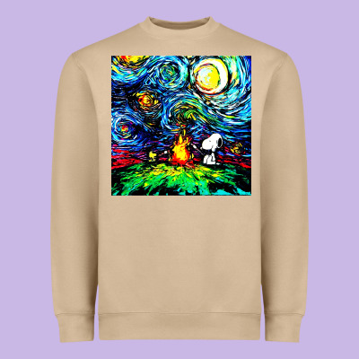 Starry Night Print Van Gogh Parody Heavyweight Sweatshirt Designed By Artisfamous